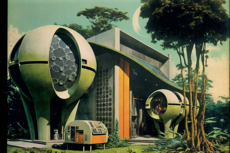 scanned vintage Tichnor postcard of the Solarpunk community of Makautu'u, also know as Lekekakai. 1970s .png
