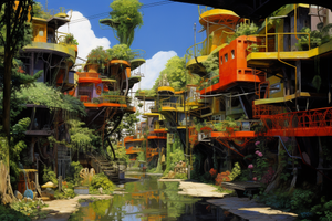 ioevoi scanned vintage Tichnor postcard of the Solarpunk town o 31d30c25-7fd7-4e9f-bee3-d4d529f3bd52