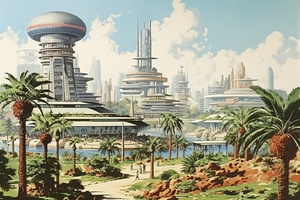 hand-colored postcard vintage 1970s fantasy sci-fi citys b4b1503c-011a-49d5-bf34-b96c72421e69-low res-scale-3 00x