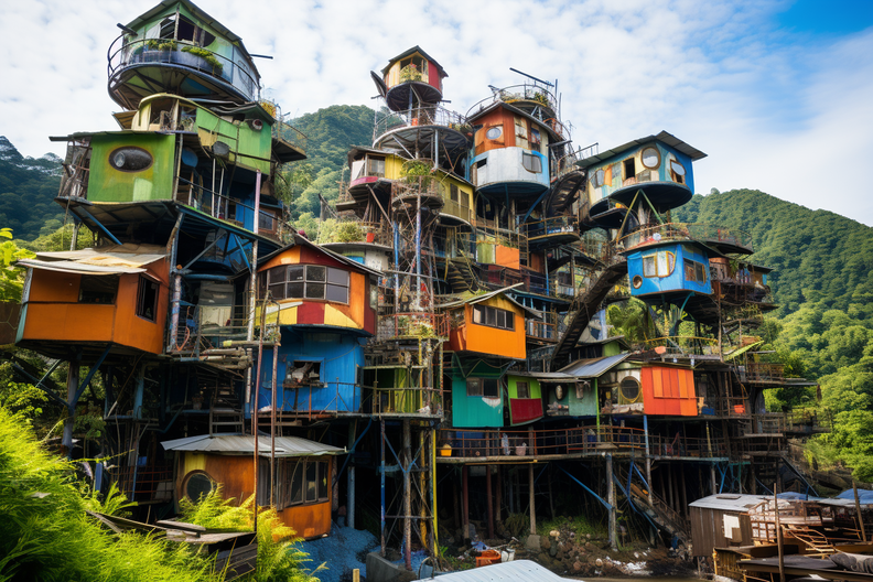 temporary housing built in junkyard in the tiny Solarpun c600fc48-1456-4e92-b784-e6ea9a47c4ca.png