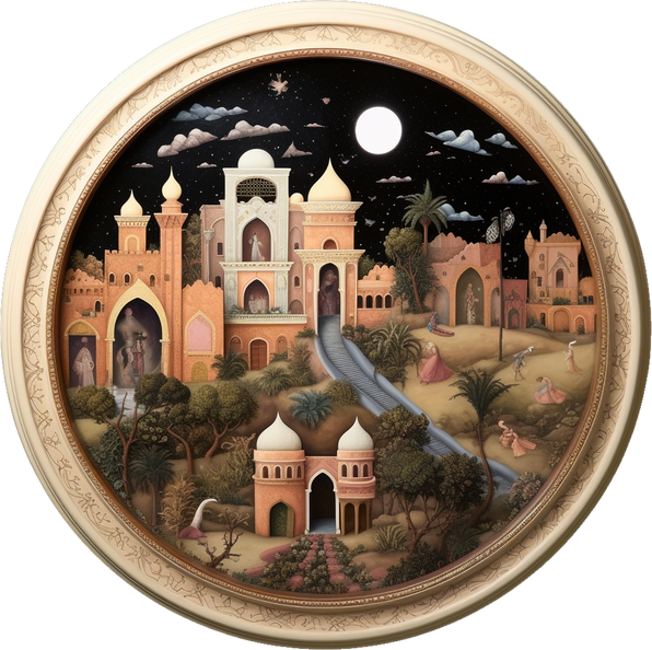 dark nighttime village casbah orientalism in the style o 8d9d1b17-6e17-48bb-9ba0-882a285319db.png
