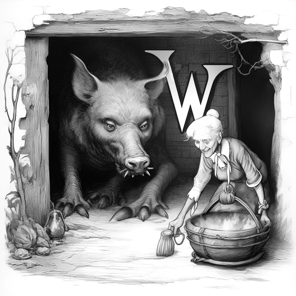 big letter W flanked by old witch and her pet razorback  cef37274-25b6-483a-aac0-46e6d6ee3f85.png