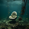 underwater lake scene of a torn and destroyed broken Egg 600194cd-29c0-48b5-8fa3-39185917c2f8.png