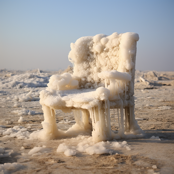 photograph of an outdoor chair made of spray-foam. sligh 4cc5633f-252f-470a-9626-42576a137989.png